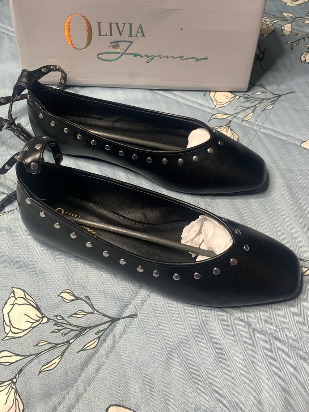 Sheri Studded Ankle Strap Flats
